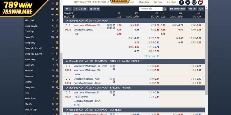 Cá cược thể thao đa dạng
