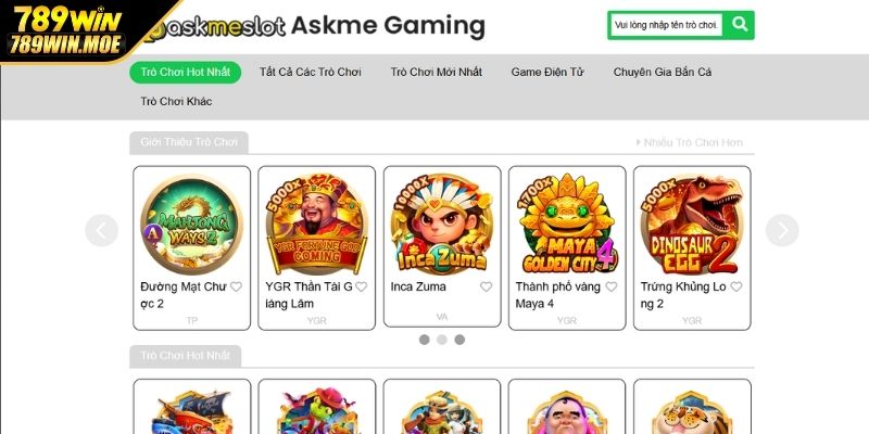 Giới thiệu tổng quát về sảnh chơi ASKME Nổ Hũ 789WIN